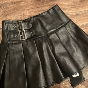 Black Skater Skirt with Buckle Detail